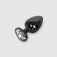 Anal Collection Large Metal Butt Plug with Round Jewel - Black/Transparent