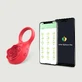 Die Blume Klitoris App-basierte Silikon vibrierenden Cock Ring mit Klitoris Stimulator - rot