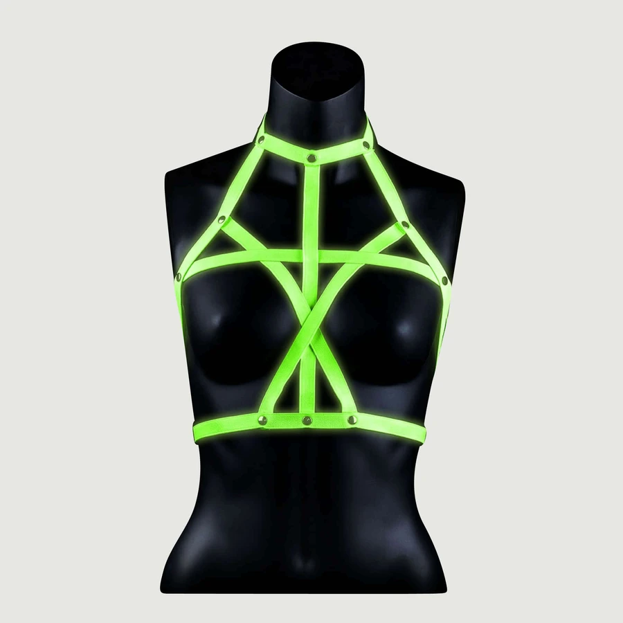Harnașament pentru sutien care strălucește în întuneric - verde/negru - Large/X-Large