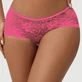 Damespanty met open kruis met bloemen en kant - Roze - Large/X-Large