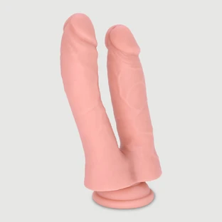 Akhom 17,5 cm Consolador Realístico Doble de Silicona con Ventosa - Carne
