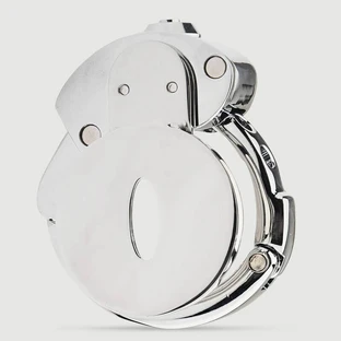 Cușcă de castitate din metal cu blocare plată 2,5 x 3,2 cm - argintiu