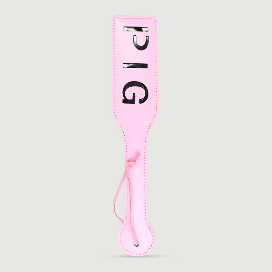 Pagaia in pelle con impronta PIG - Rosa