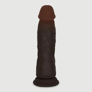 Manuel 20 cm dublu strat silicon ultra realist Dildo cu ventuză - negru