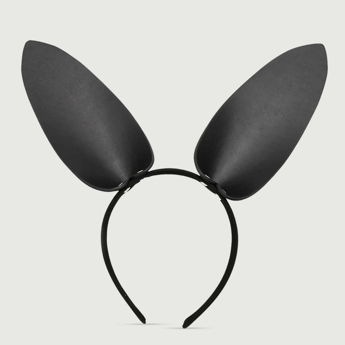 Diadema de piel con orejas de conejo - Negra