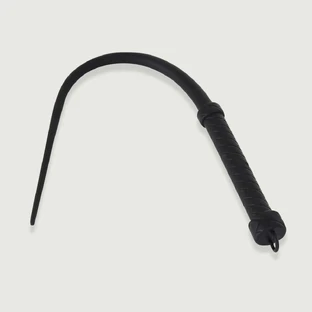 Flogger cu coadă lungă și mâner texturat - negru