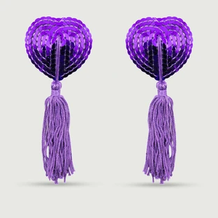 Pasiuni cu paiete pentru sfârcuri cu fundițe - violet