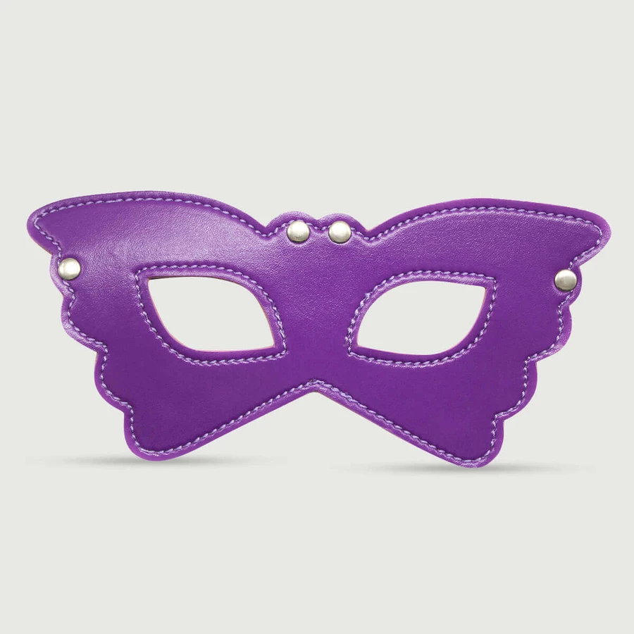 Mască de ochi cu fluture din piele - violet