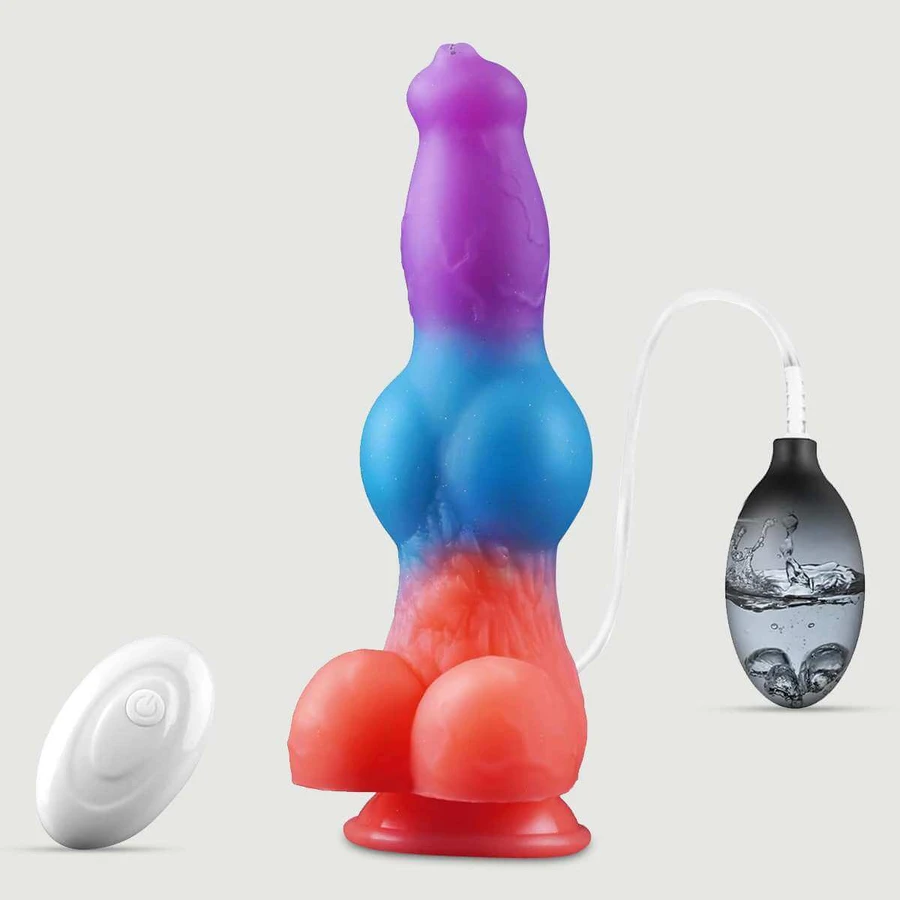 Dildo vibrante e squirtante in silicone con ventosa - Multicolore