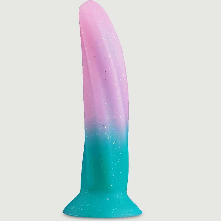 Dildo in silicone ondulato e curvo con ventosa - Multicolore