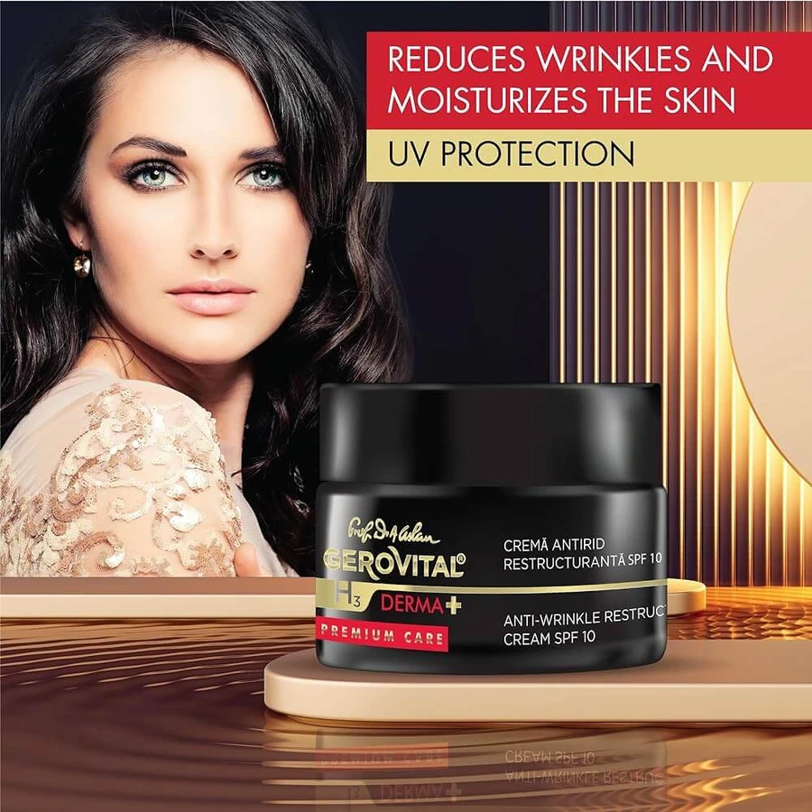 Gerovital H3 Derma+ Premium Care Crème anti-rides restructurante SPF 10, 50 ml, Farmec