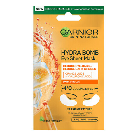 Hydra Bomb Skin Naturals Máscara de ojos con extracto de naranja, 6 g, Garnier