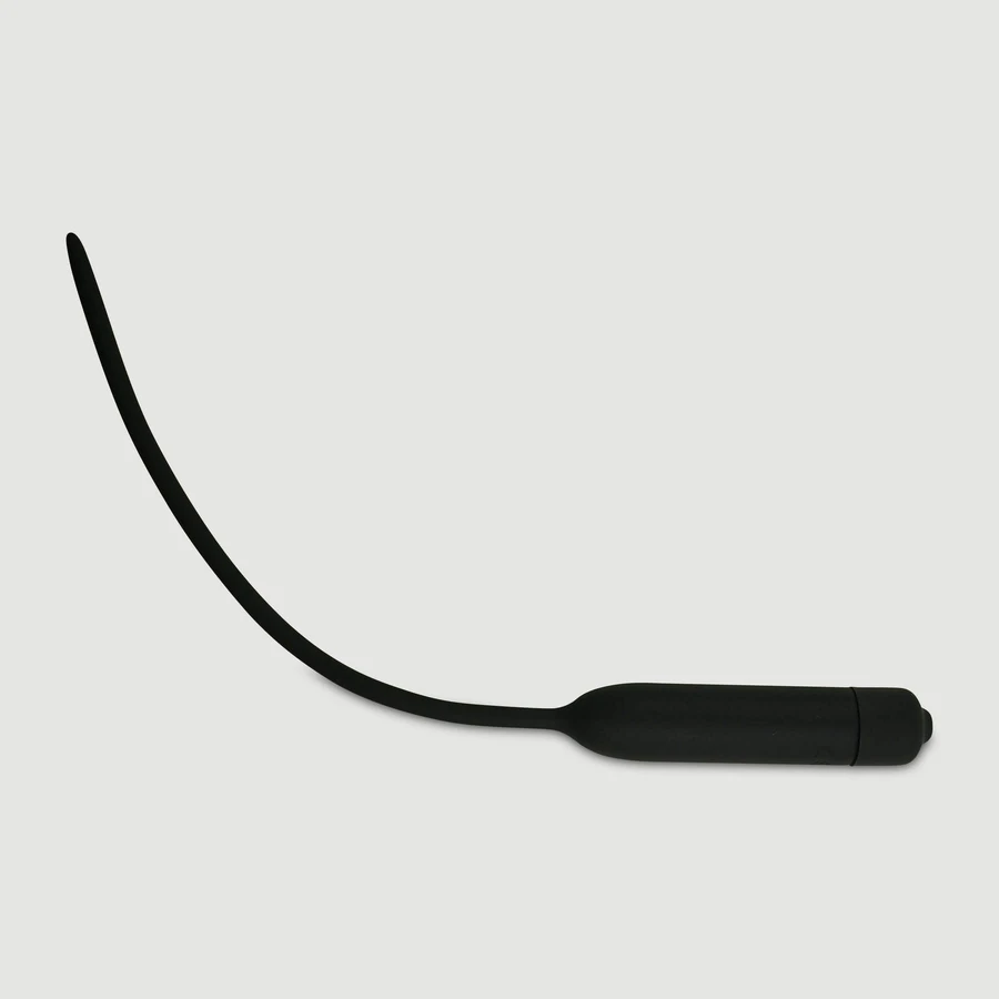 100 x 5.5 mm Silicone 10 Speed Vibrating Urethral Sound - Black