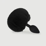 Plug Anal de Silicona Cola de Conejito Mediano para Principiantes - Negro
