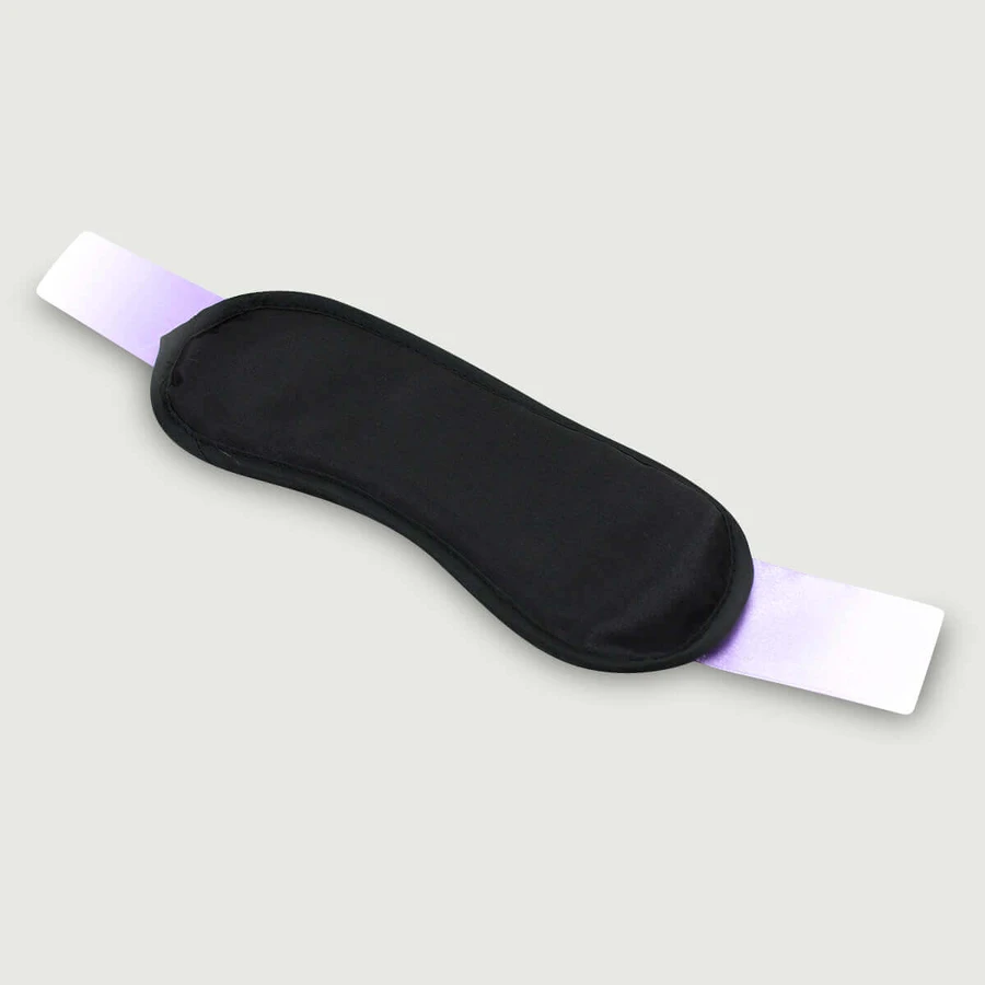 Mască de ochi legată la ochi cu panglică de satin - negru/violet