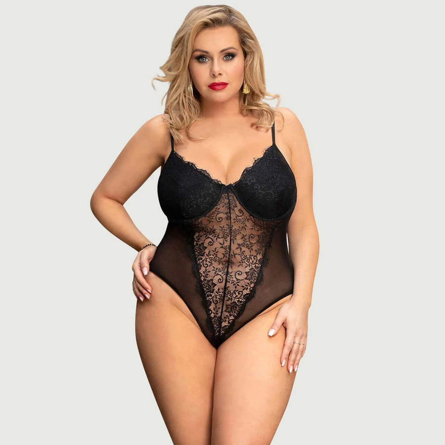 Nuisette sexy sans entrejambe avec armature - Noir - Large/X-Large