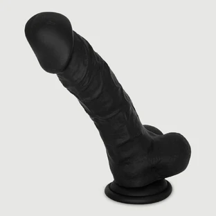 Troy 21 cm Dildo realist din silicon cu bile și ventuză - negru