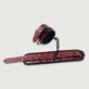 Manchette réglable avec motif rouge gaufré et chaîne - Rouge/Noir