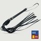 Czarny skórzany pejcz 78 cm z drewnianą rączką