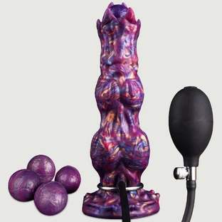 Dinosaur silicon Ovipositor Dildo cu ouă - Violet