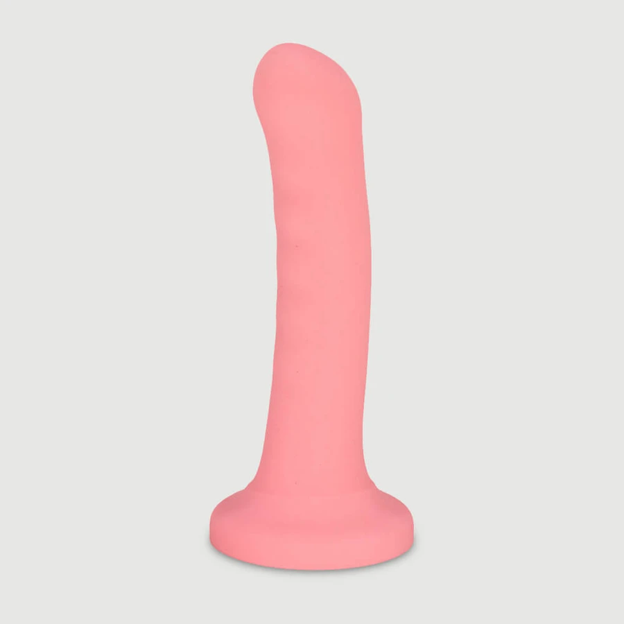 Leon 18 cm Smooth Curved Classic Silicone Dildo with Suction Cup - Rose