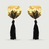 Nipple Pasties à paillettes avec pompons - Doré/Noir