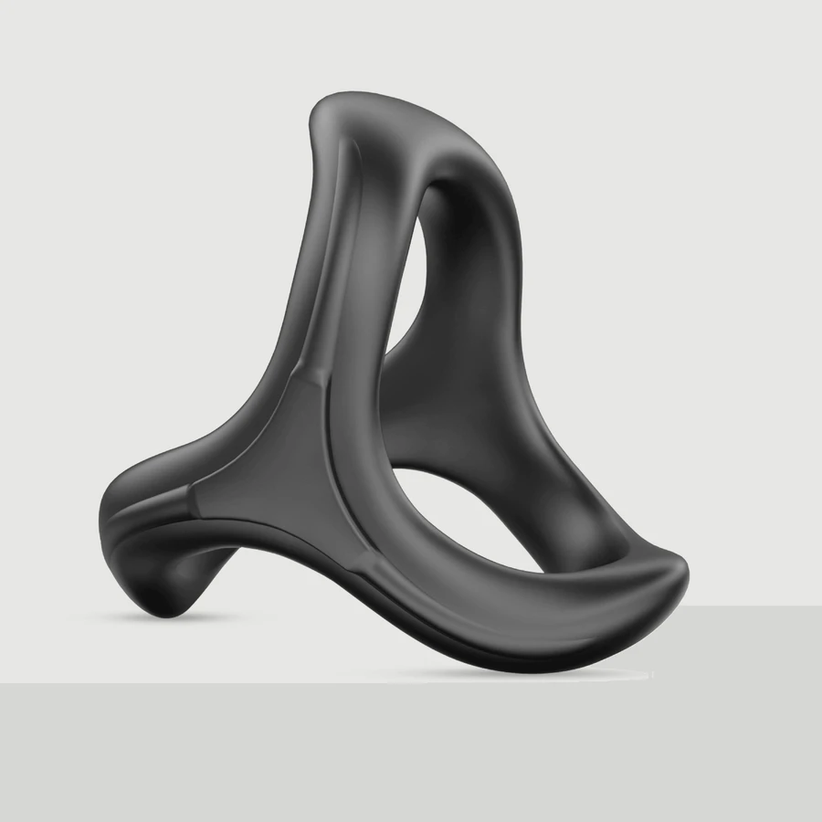 Anello per cazzo in silicone morbido a triplo erettore - Nero
