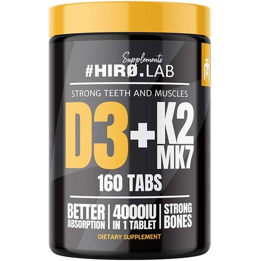 HIRO.LAB Vitamine D3 4000IU + K2 MK7 160 comprimés