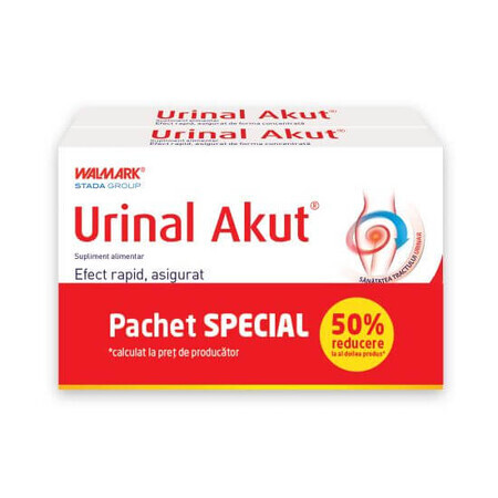 Akut Urinal Paquete 1 + 1 50% en el 2º producto, 2 x 10 comprimidos, Walmark