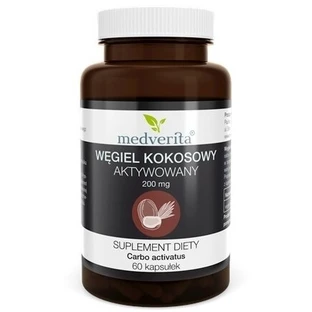 Medverita, cărbune activ de nucă de cocos, 200mg, 60 capsule