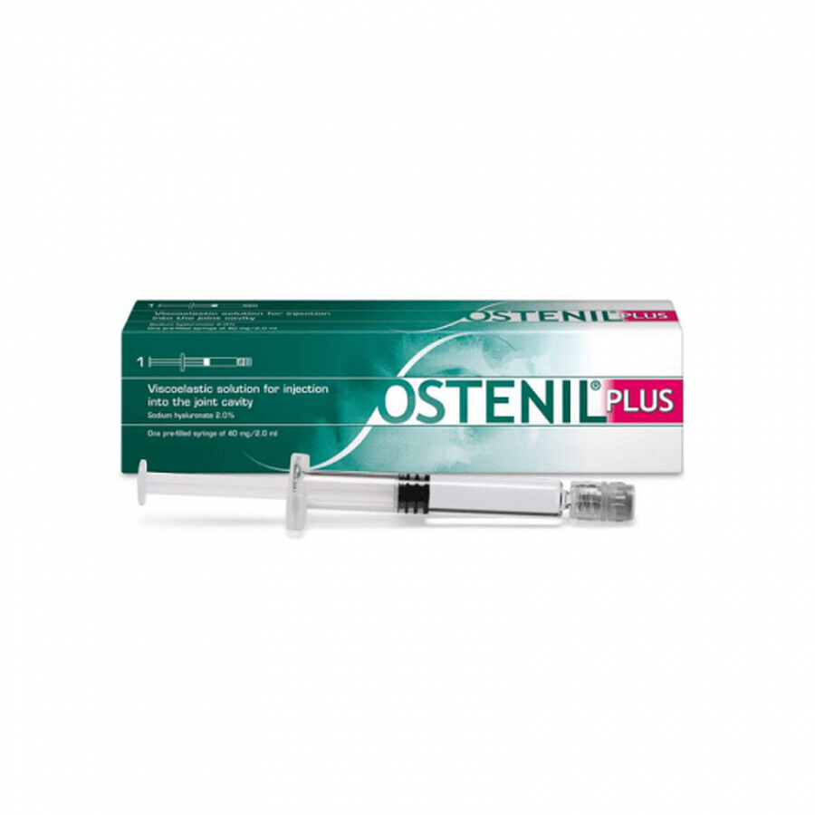 Ostenil Plus, 40mg/2ml hyaluronic acid injectable solution for infiltration, 1 pre-filled syringe