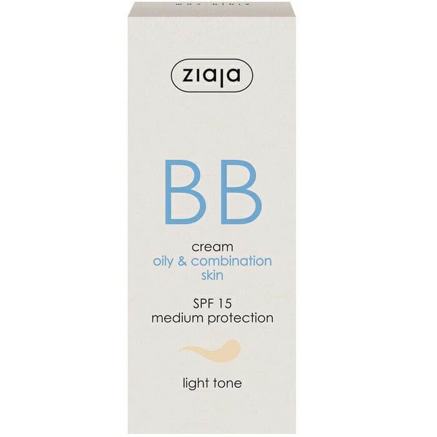 BB cream con SPF 15 tonalità chiara per pelli grasse e miste, 50 ml, Ziaja