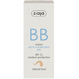 BB cream con SPF 15 tono natural para pieles grasas y mixtas, 50 ml, Ziaja