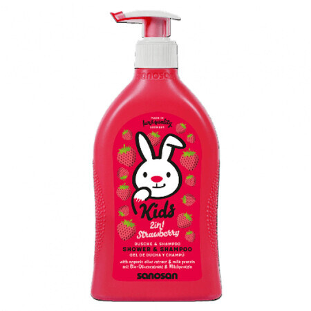 Strawberry scented shower gel and shampoo 2in1, 400 ml, Sanosan Kids