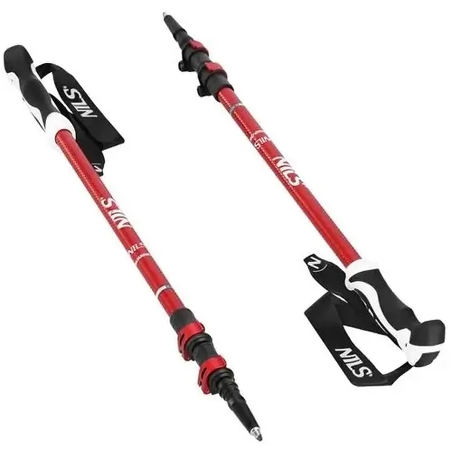Bâtons de trekking Abisal en aluminium rouge 63-135 cm.