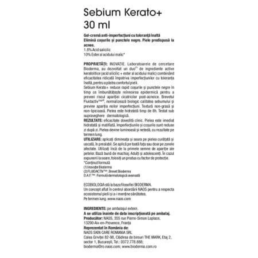 Crème anti-imperfections avec SFP 30 Sebium Kerato+, 30 ml, Bioderma