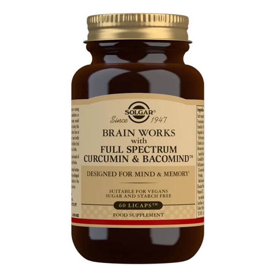 Solgar | Brain Works cu spectru complet pentru o bună funcție cognitivă și memorie | 60licaps