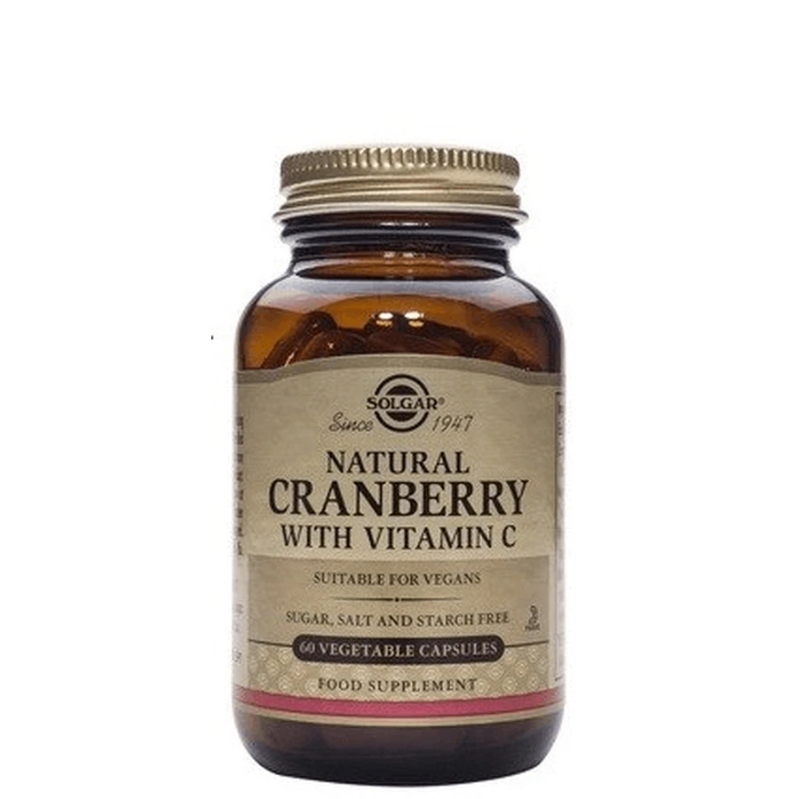 Solgar | Cranberry & Vit C | Nahrungsergänzungsmittel Cranberry & Vit C Vit C für Urinschutz | 60 pflanzliche Kapseln