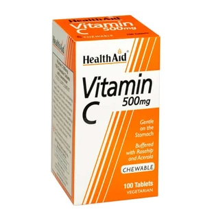 Health Aid | Witamina C do żucia 500mg | Witamina C do żucia o smaku Portokal | 100 tabletek
