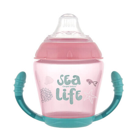 Sea life soft beak anti-knitter cup, 230 ml, Rosa, Canpol Babies