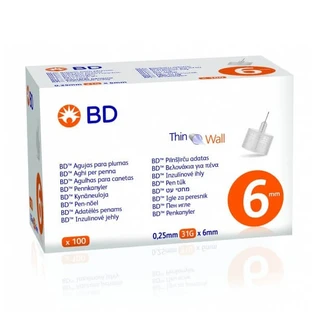 BD Cienkościenne sterylne igły insulinowe do penów 31G x 6mm 100 szt.