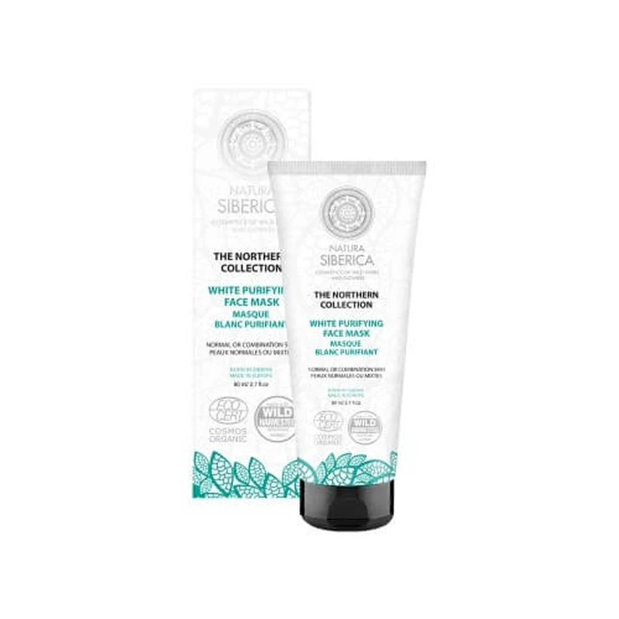 NATURA SIBERICA Northern Collection White Purifying Face Mask Mască de față albă purificatoare pentru o piele curată și strălucitoare, potrivită pentru pielea normală sau combinată pentru toate vârstele 80ml