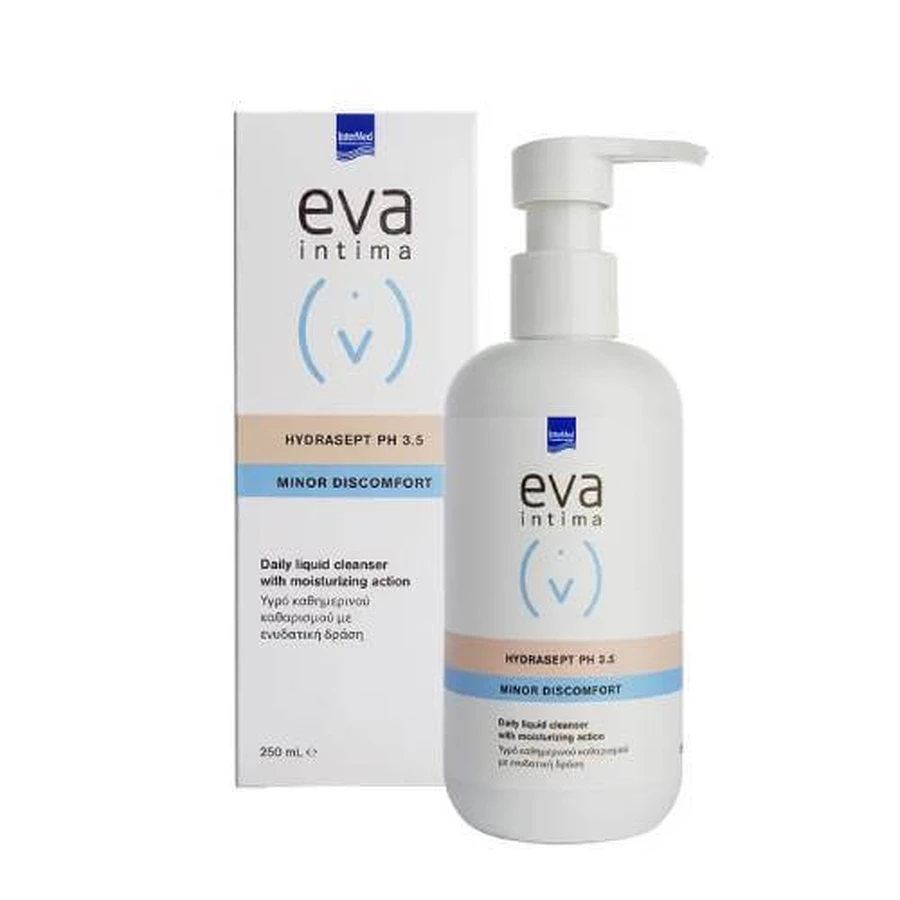 INTERMED Eva Intima Klein Ongemak Hydrasept Reinigingsvloeistof voor Gevoelig Gebied Ideaal voor Vrouwen met Diabetes Mellitus pH 3,5 250ml