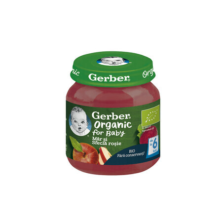 Purea di mele e barbabietole biologiche, 125 gr, Gerber