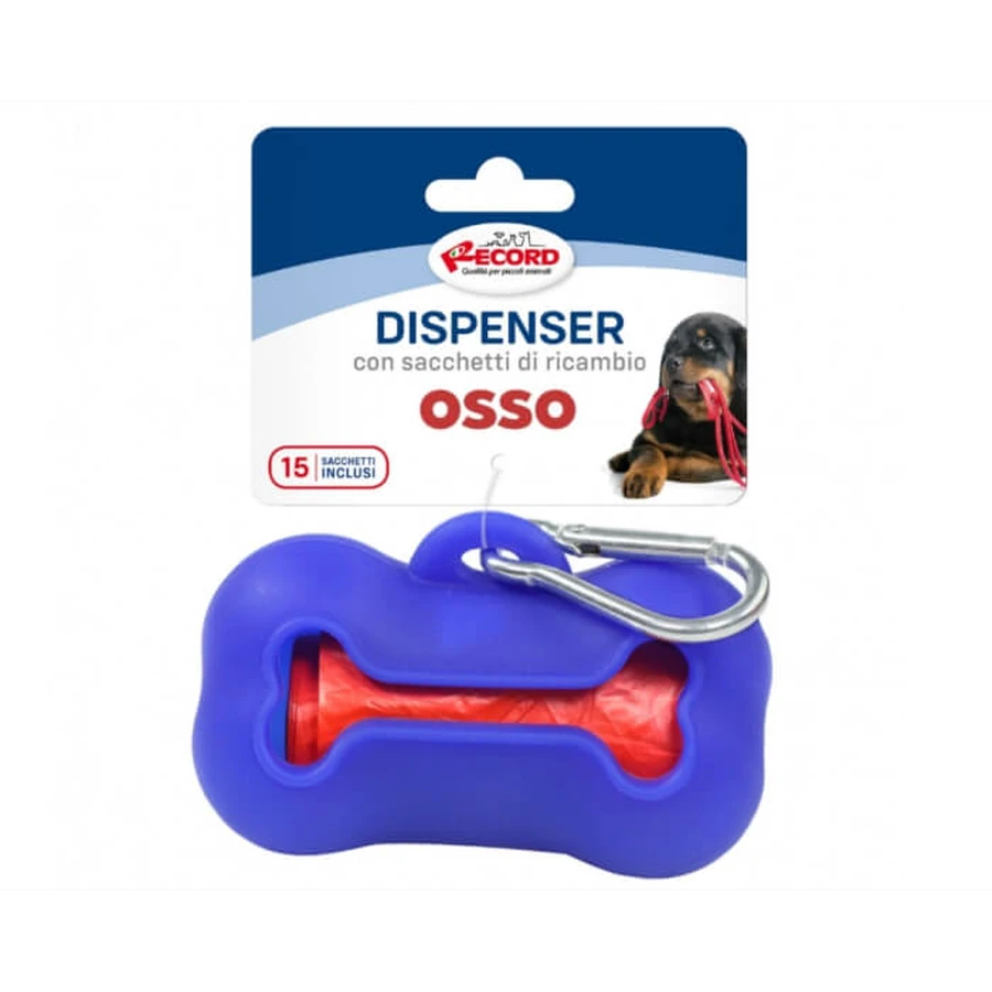Distributeur de sachets hygiéniques, silicone Record Bone - Bleu