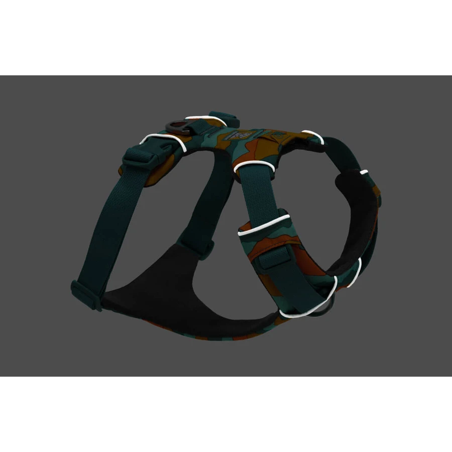 RUFFWEAR Front Rage Spring Mountains, dubbel harnas (borst&rug) hondentraining, verstelbaar, reflecterend, groen en oranje, XS(33-43cm)