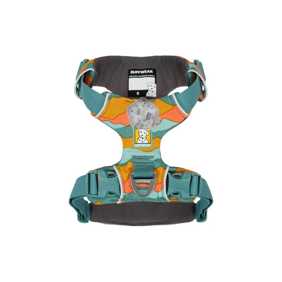 RUFFWEAR Front Rage Spring Mountains, dubbel harnas (borst&rug) hondentraining, verstelbaar, reflecterend, groen en oranje, XS(33-43cm)