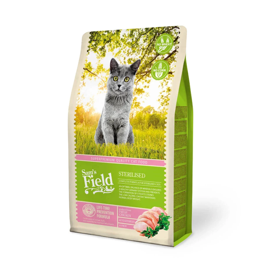 SAM'S FIELD Sterilized, Pollo, cibo secco per gatti sterilizzati, 2,5 kg