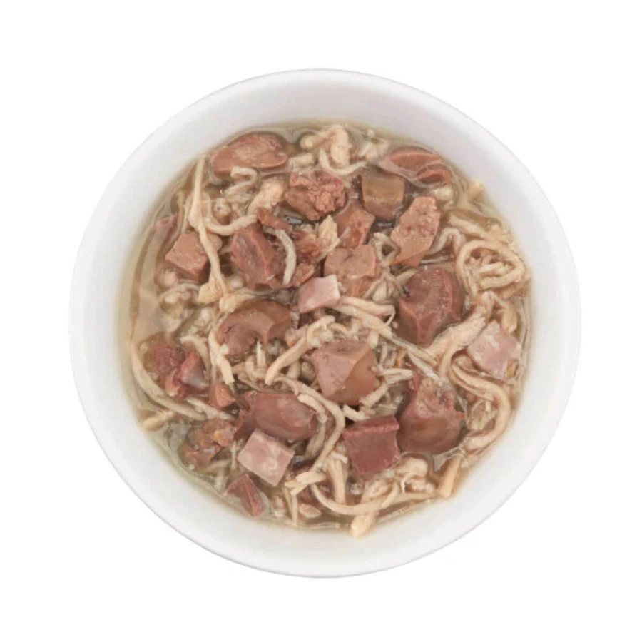 SCHESIR After Dark, Pollo e Prosciutto, cibo umido per gatti in scatola senza cereali, (in zuppa), 80g