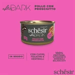 SCHESIR After Dark, Pollo e Prosciutto, cibo umido per gatti in scatola senza cereali, (in zuppa), 80g